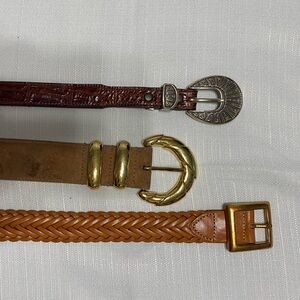 Lot of 3 Vintage Leather Western Belts, Lyntone, Another Line Inc., Amanda Smith
